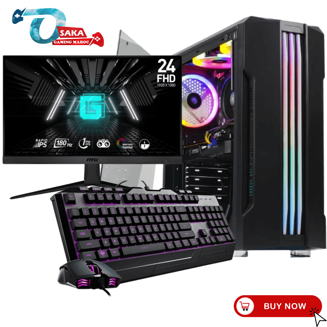 SETUP Gamer OSAKA GAMING THE OPTIX Ryzen 7 5700X RTX4060 + MSI Optix G2412 + Cooler Master Devastator 3 RGB 2in1