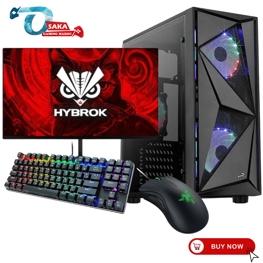SETUP Gamer OSAKA GAMING I5 12400F RTX4060 + HYBROK 24" 165HZ + RAPTURE RED SWITCH+RAZER DEATHADDER