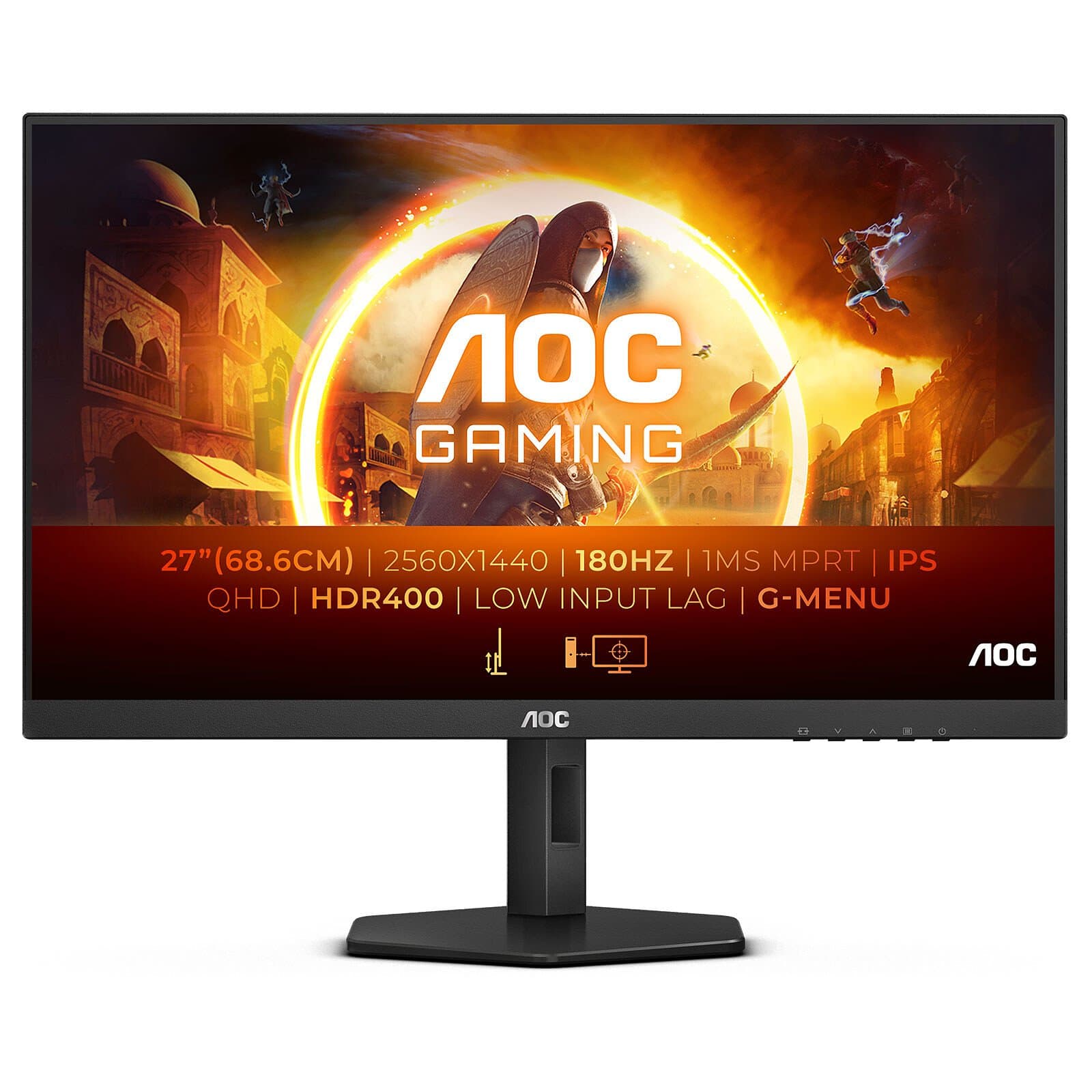 AOC Gaming Q27G4X 27" QHD IPS Gaming Monitor - 180Hz, 1ms, HDR400, FreeSync