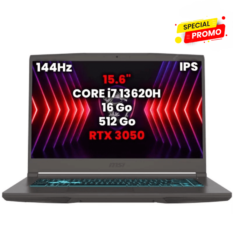 MSI Thin B13UC-3233MA – Intel Core i7-13620H – RTX 3050 4GB – 15.6″ FHD 144Hz – NEUF
