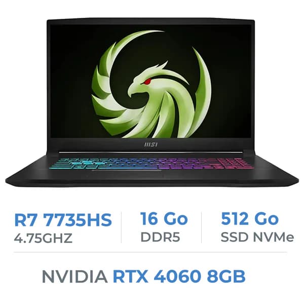 MSI BRAVO 15 C7VFK | Ryzen 7 7735HS | RTX 4060 8GB | 16GB | 512GB NVMe | QWERTY RGB | FHD 144Hz | USED WITH BOX