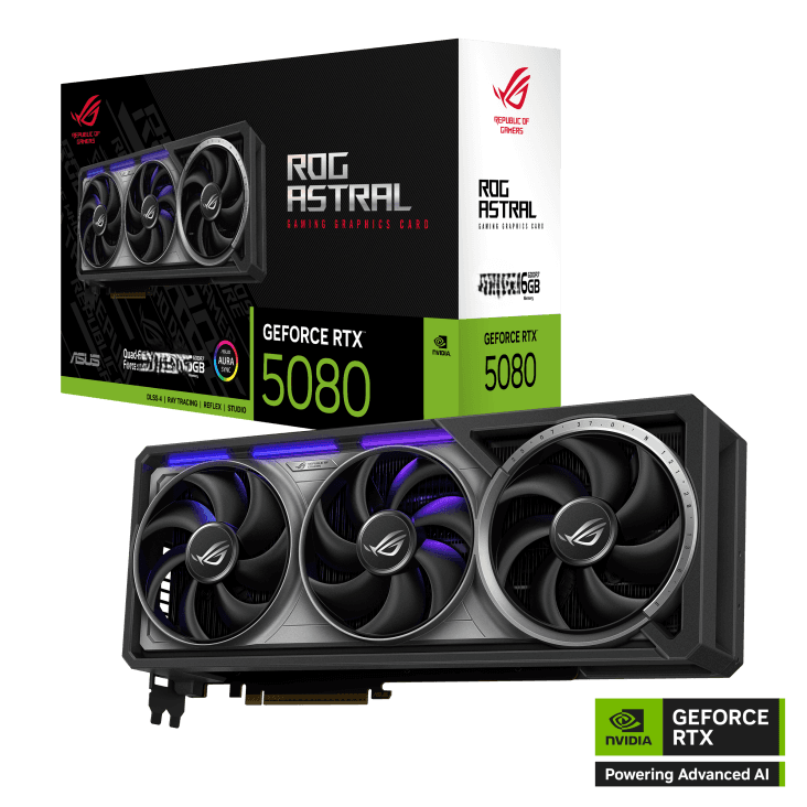 ASUS ROG ASTRAL RTX 5080 QUAD FAN | 16GB GDDR7 | QUAD FAN | BLACK | BOX