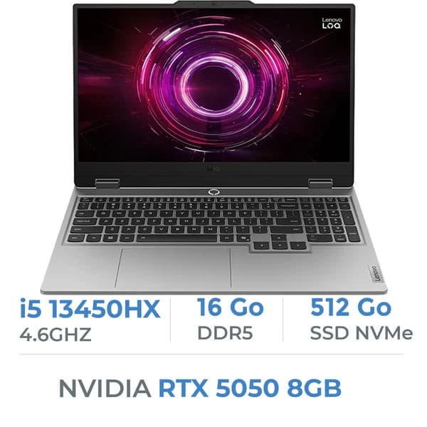 Lenovo LOQ 15IRX10 | Intel Core i5-13450HX | 16GB RAM | 512GB NVMe | RTX 5050 8GB | FHD 144Hz | QWERTY |