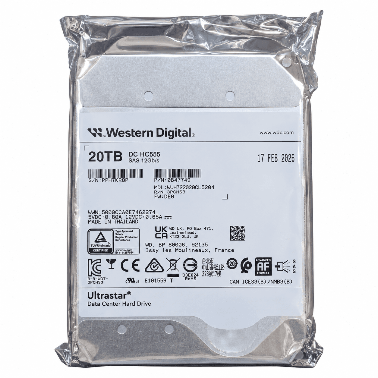 WESTERN DIGITAL ULTRASTAR DC HC555 | 20TB | SAS 12Gb/s | 3.5" | 7200RPM