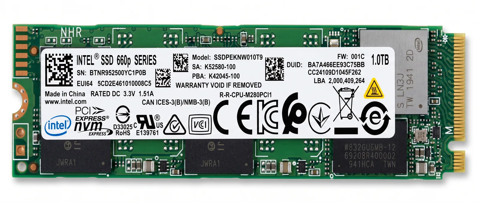 Intel 660p 1TB NVMe Gen3 | M.2 2280 | OCCASION